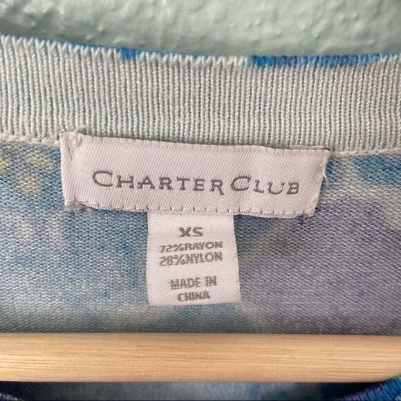 Charter Club  Front Button Printed Cardigan Sweater in Size X Small - Picture 7 of 7